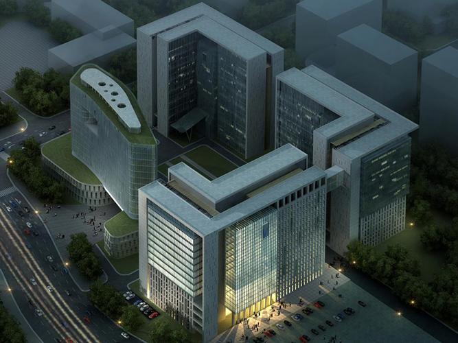 天津中星電子研發(fā)中心辦公樓建筑設(shè)計方案夜景鳥瞰圖